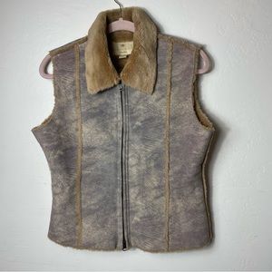 Vintage BN Blanc Noir Outer Wear Faux Fur Short Lined Vest Coat Women's Size M